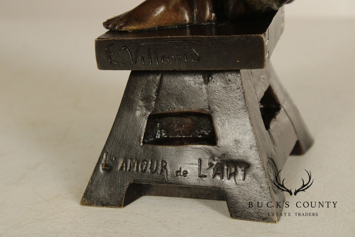 Emmanuel Villanis Bronze Statue, 'L'Amour de L'Art'