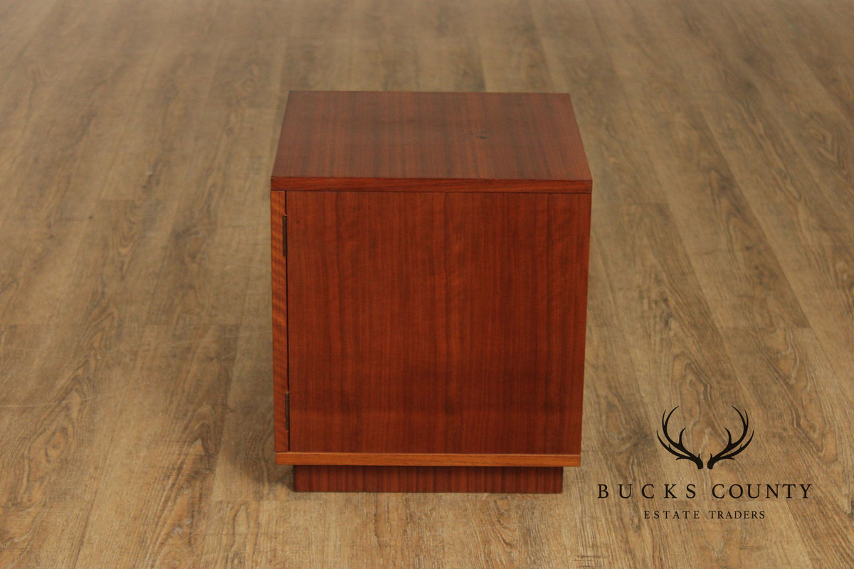 Pair Of Danish Modern Style Teak Single Door Nightstands
