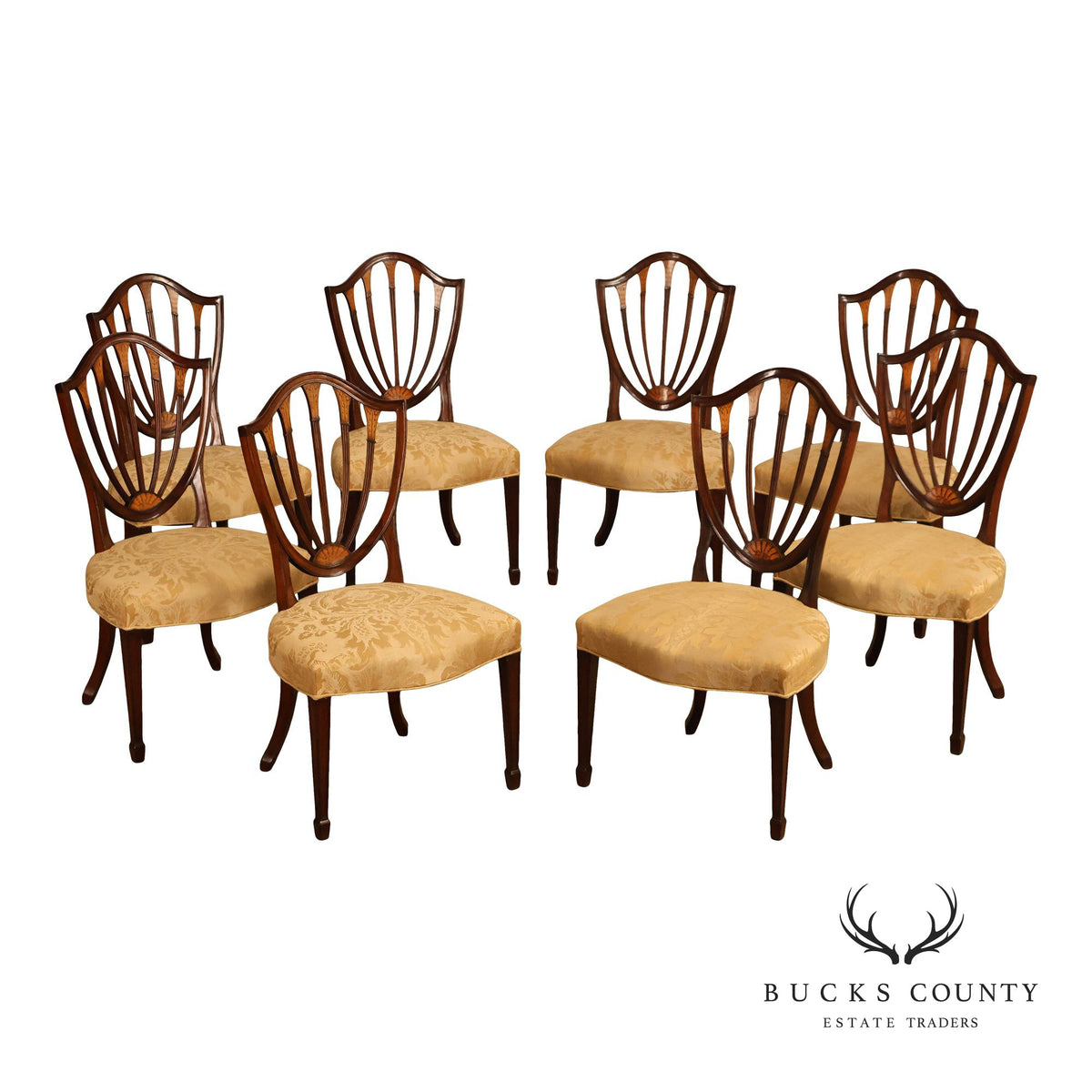 Antique Hepplewhite Style Set Of 8 Mahogany Dining Chairs