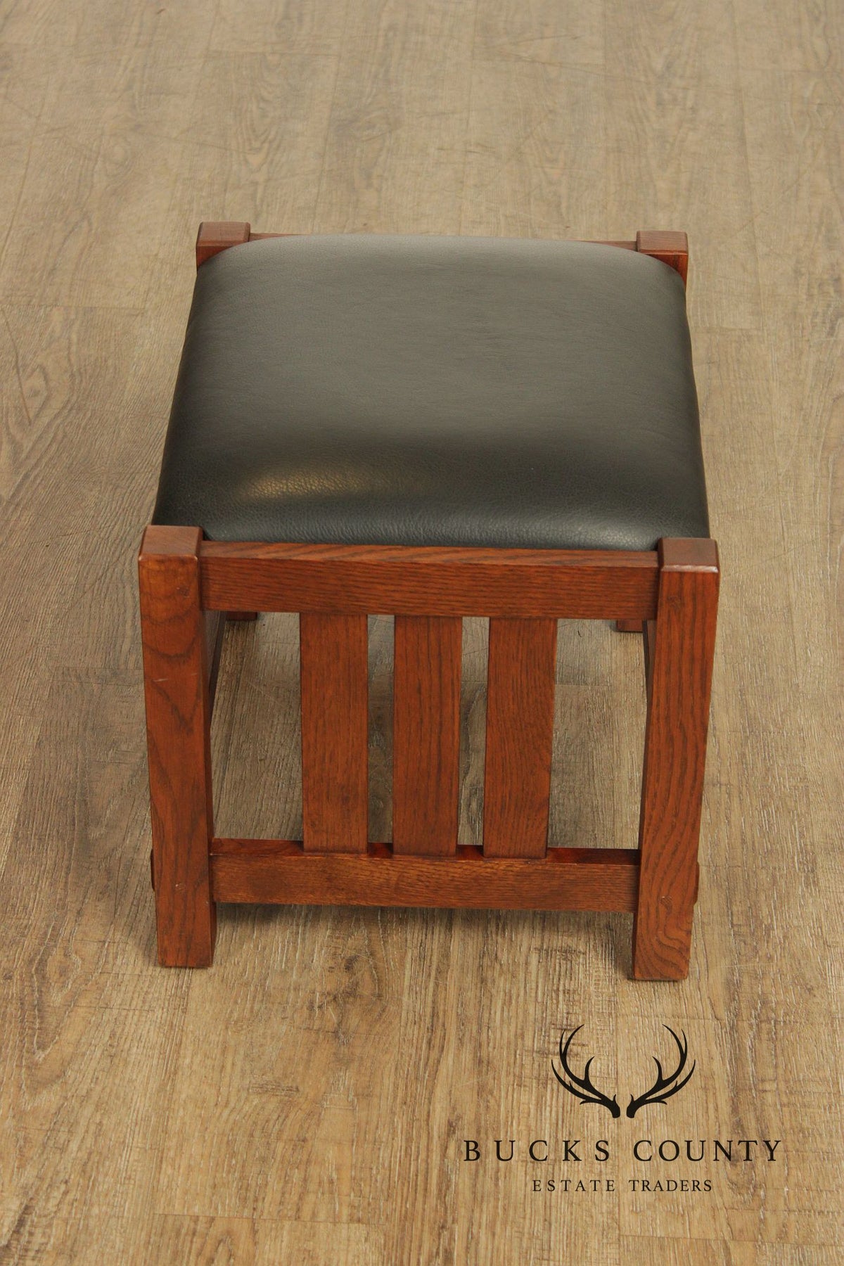 Stickley Mission Collection Oak Bow Arm Morris Chair and Ottoman