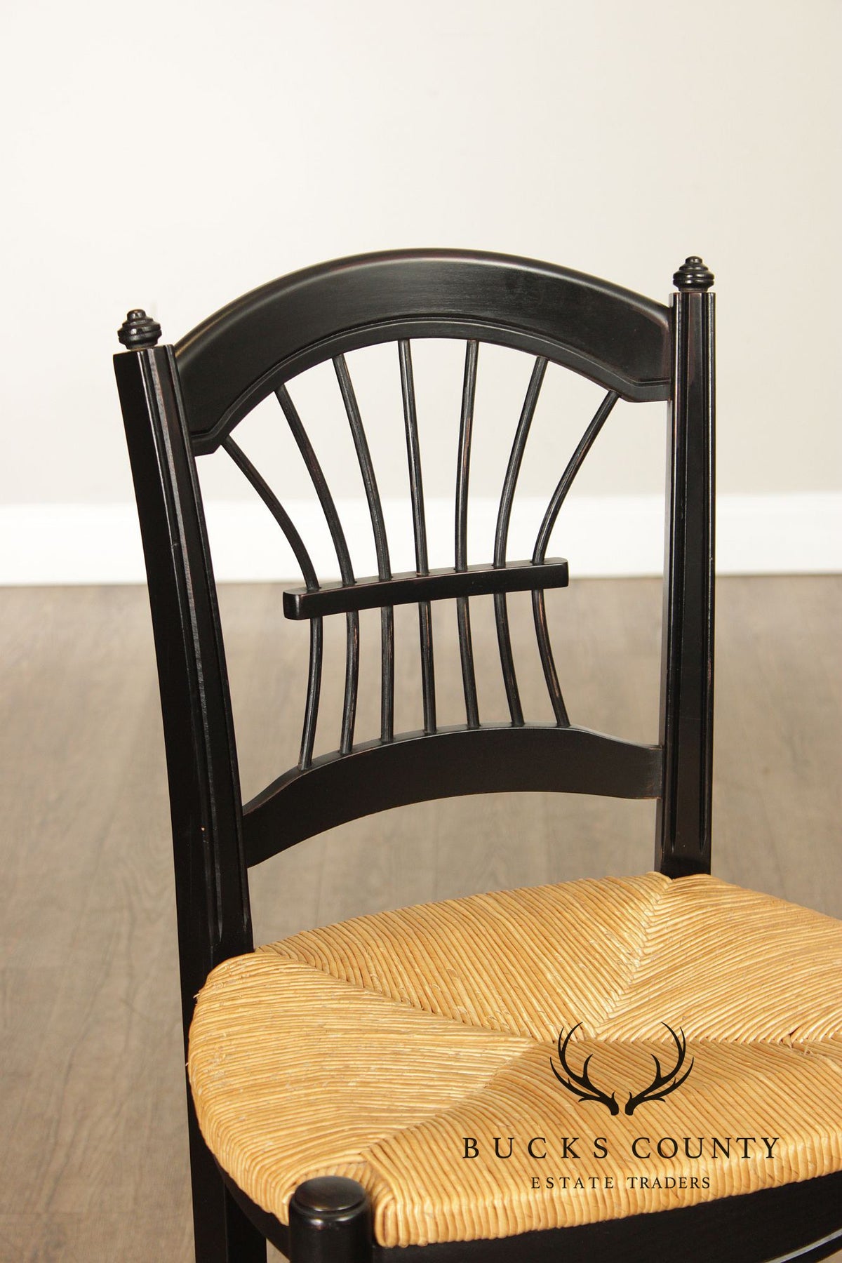 Lillian August Farmhouse Style Pair of Ebonized Counter Stools