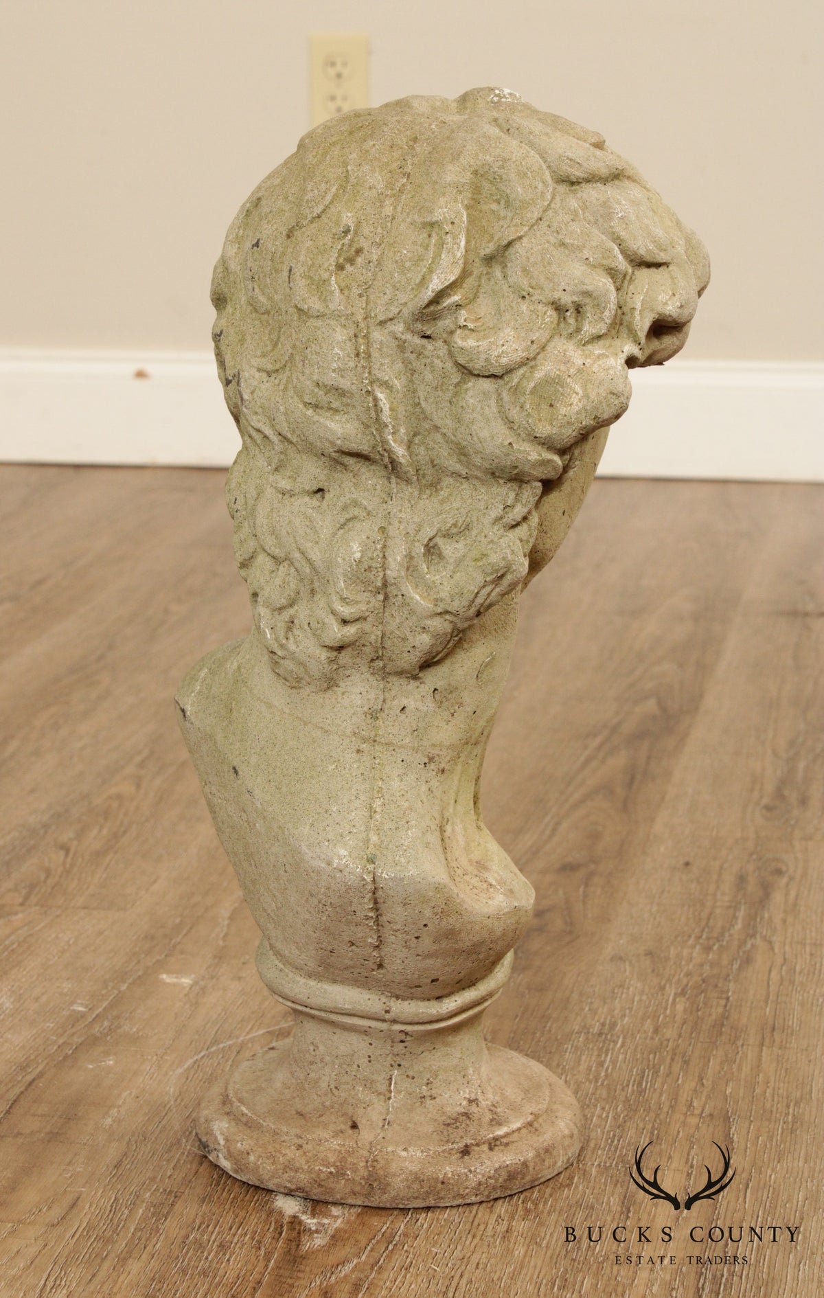 Vintage Cast Stone Garden Bust Of Michelangelo's David (B)