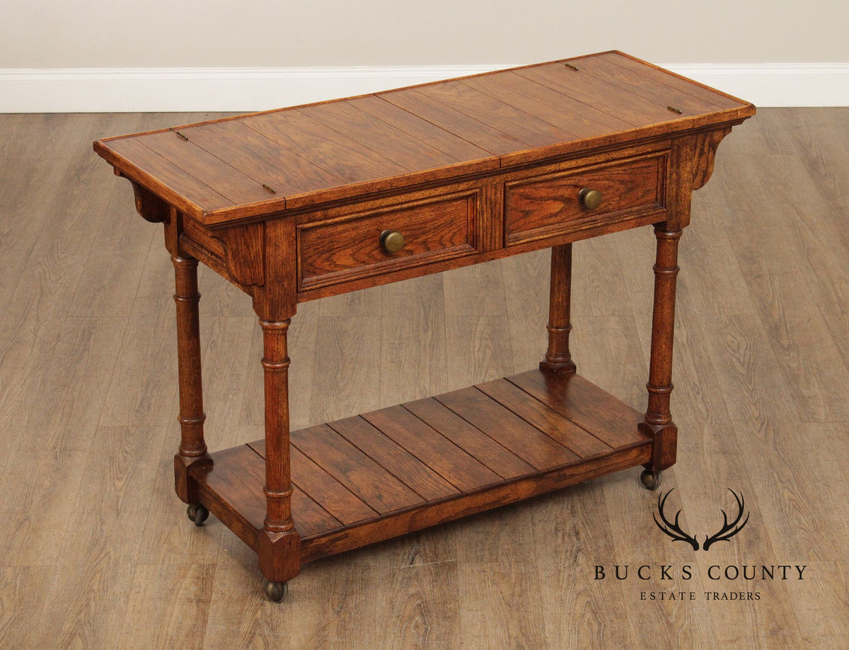 Century Furniture Vintage Oak Flip-Top Server Trolley