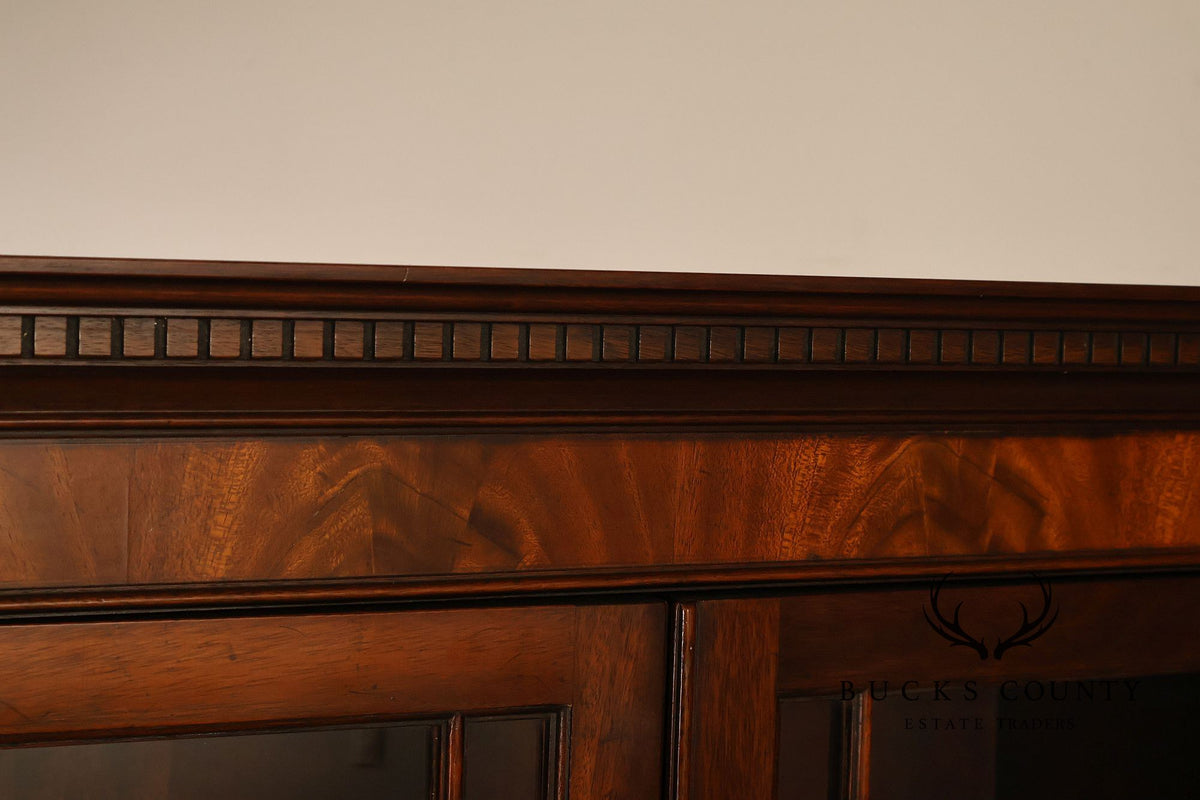 Georgian Style Mahogany Breakfront China Cabinet With Secretary Desk