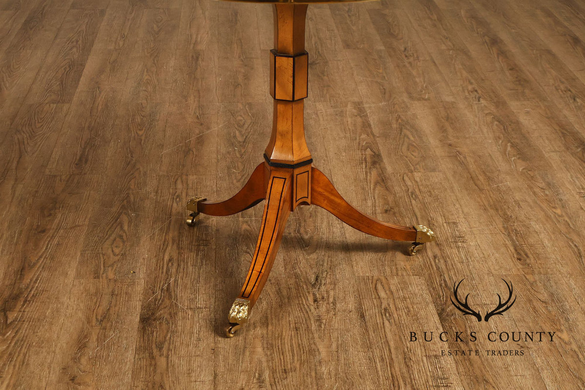 Baker Stately Homes Marquetry Inlaid Pedestal Side Table