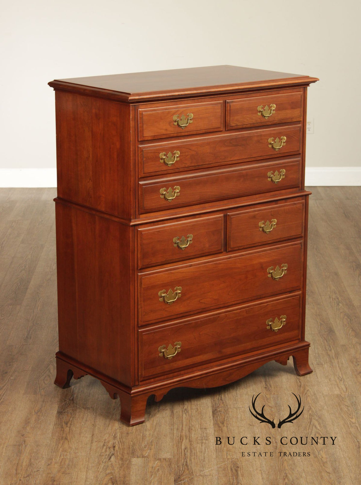 Kling Chippendale Style Cherry Chest on Chest