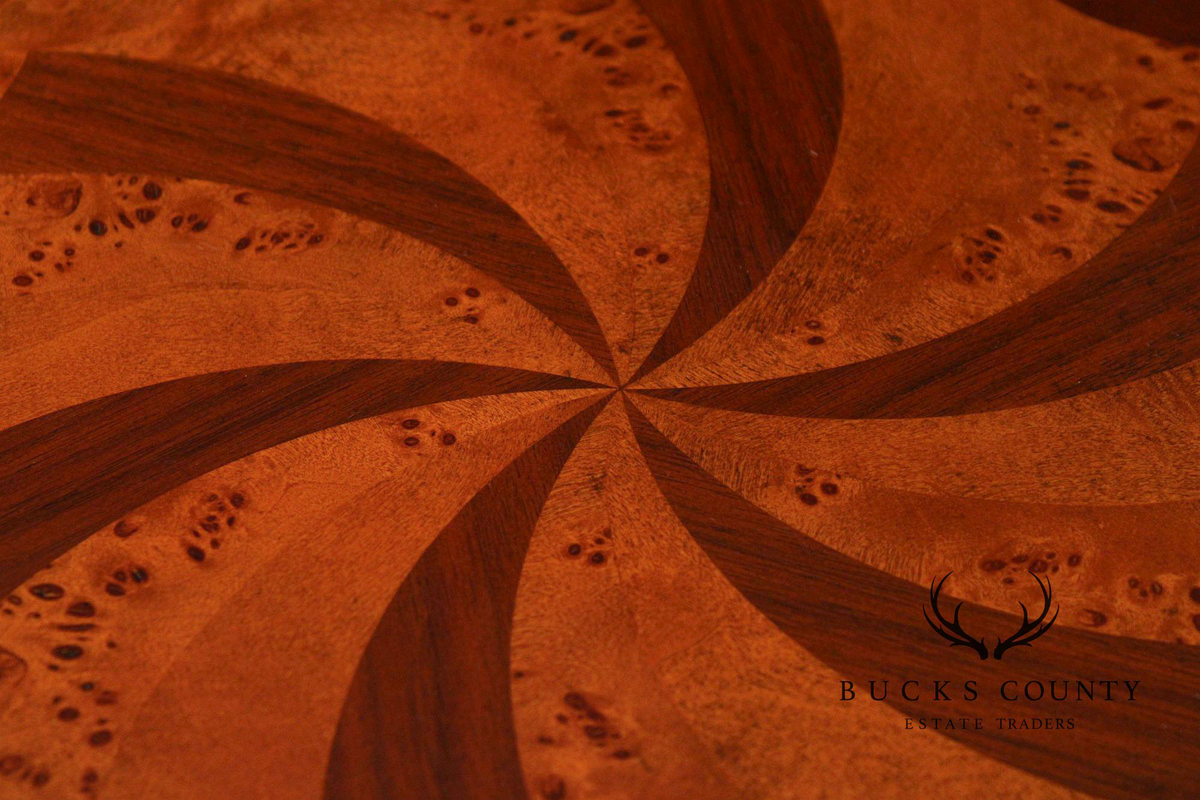 Theodore Alexander Round Inlaid Burlwood Center Table