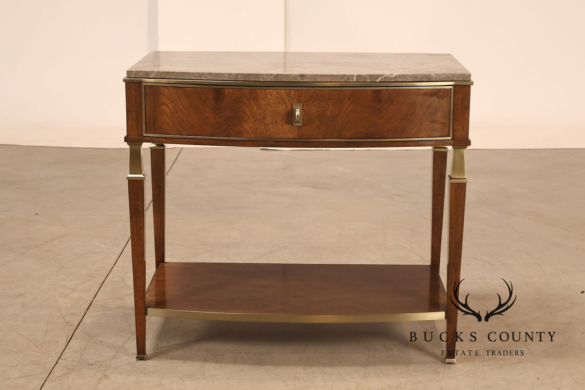 Johnathan Charles 'Barcelona' Marble Top Walnut Nightstand