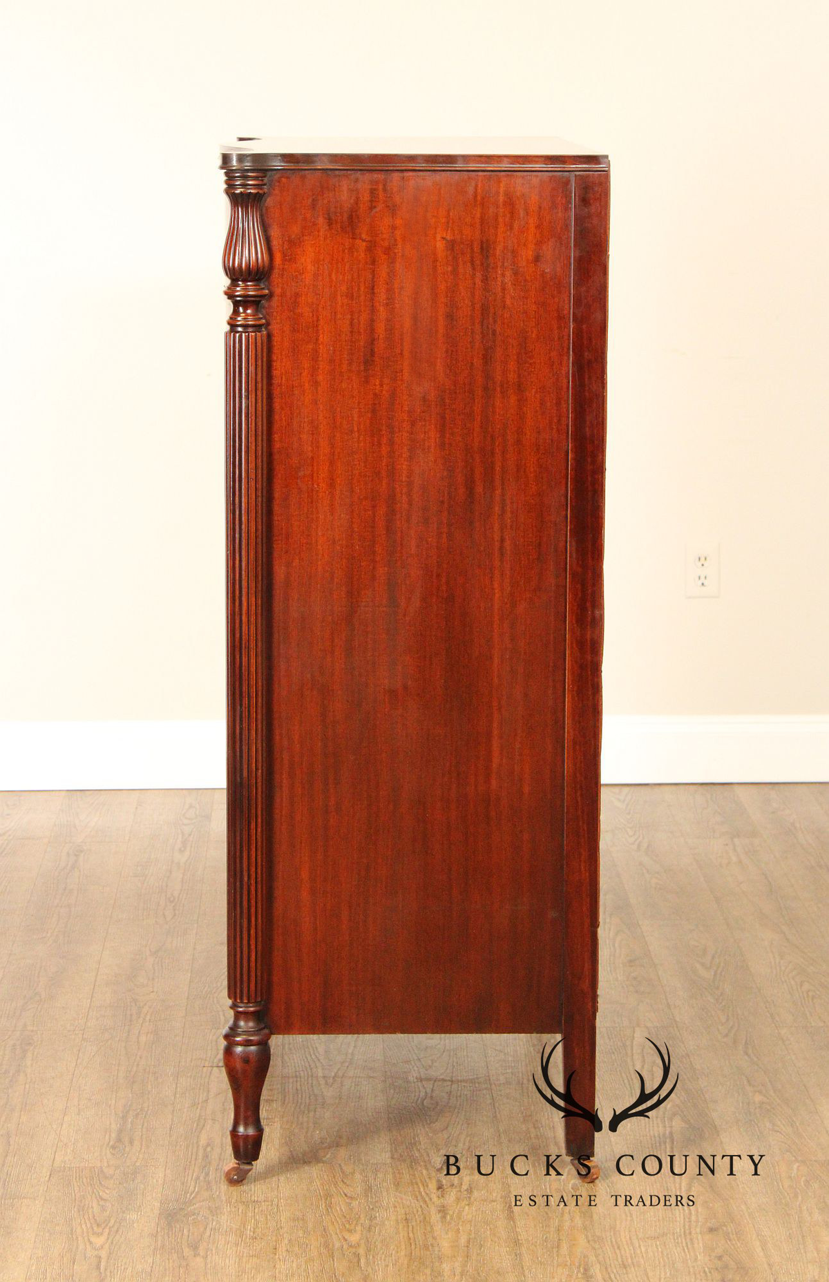 1940's Vintage Regency Style Mahogany Tall Chest