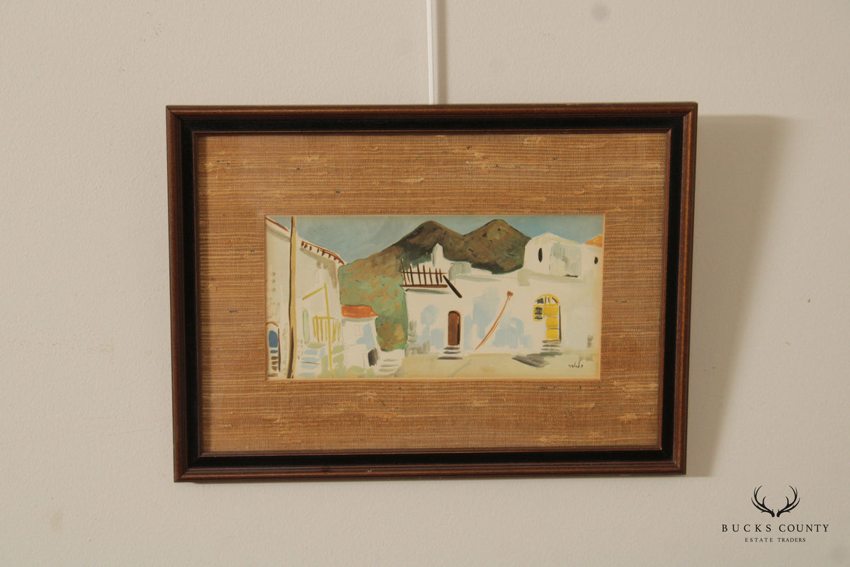 Milia Laufer Framed Watercolor, Israeli Street Scene