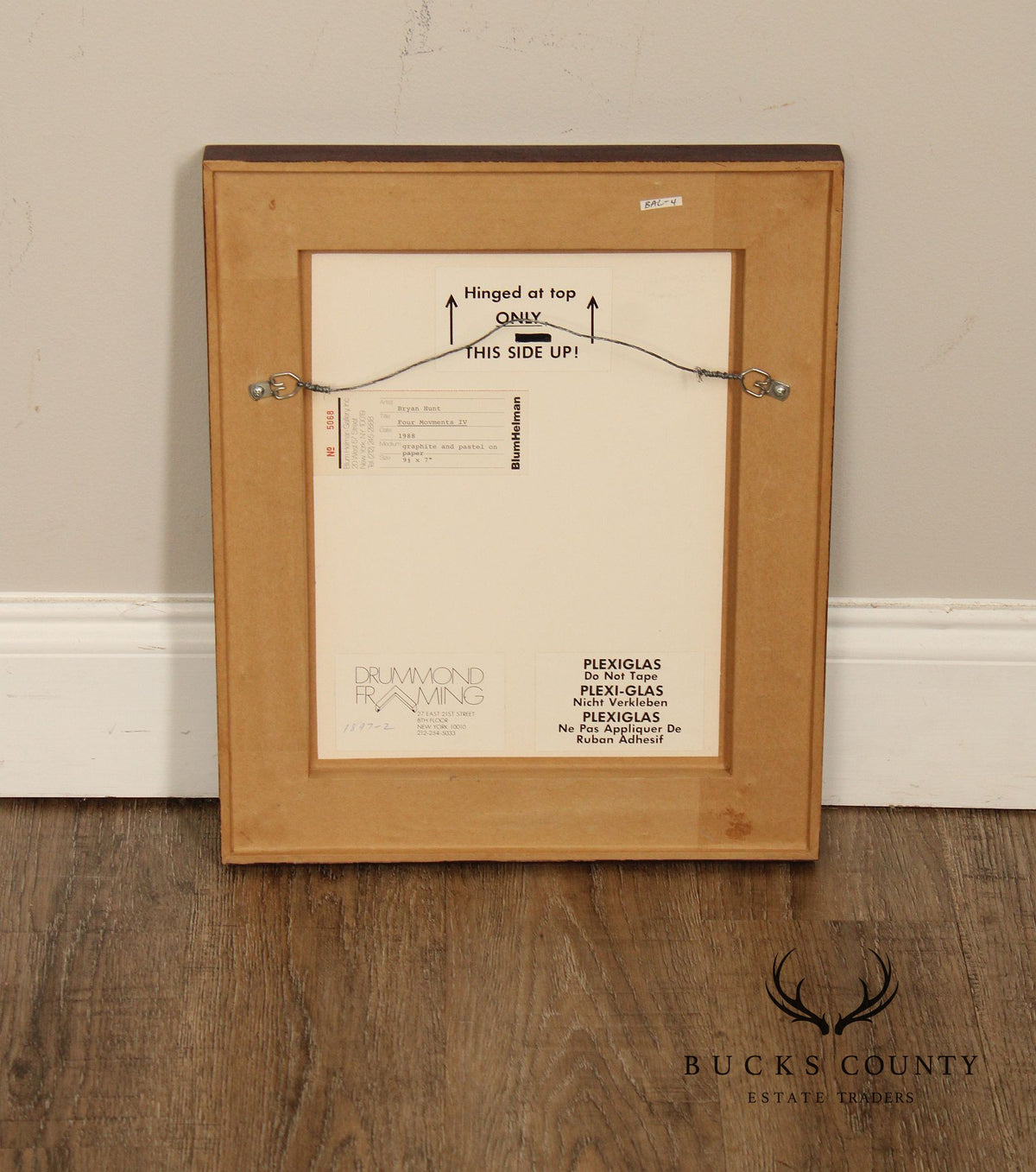 Bryan Hunt Abstract Graphite on Paper, 'Four Movements IV'