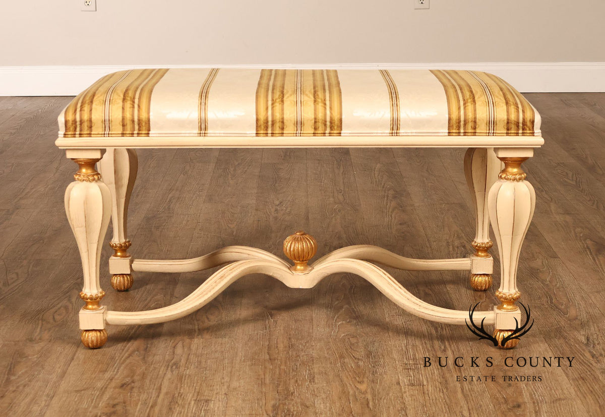 Decorative Crafts Inc. Italian Renaissance Style Partial Giltwood Painted Window Bench