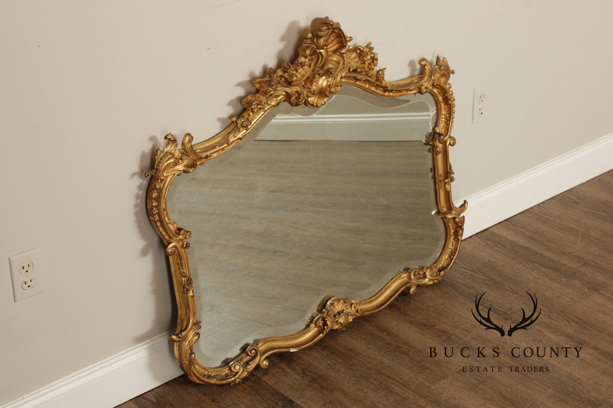 Antique Rococo Revival Giltwood Mantel Mirror