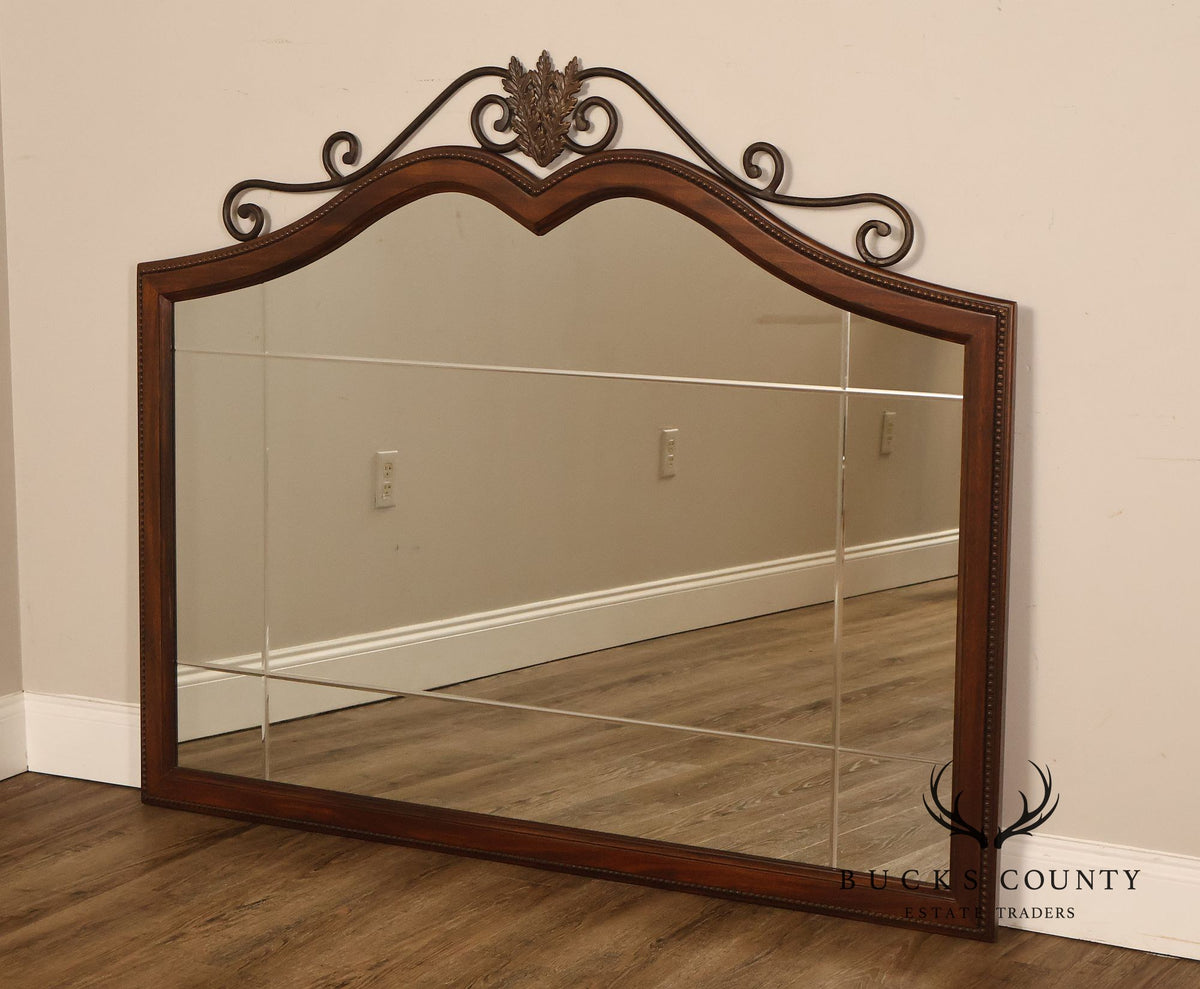 Drexel Heritage Covington Park Wood Framed Beveled Wall Mirror With Wrought Iron Scrollwork