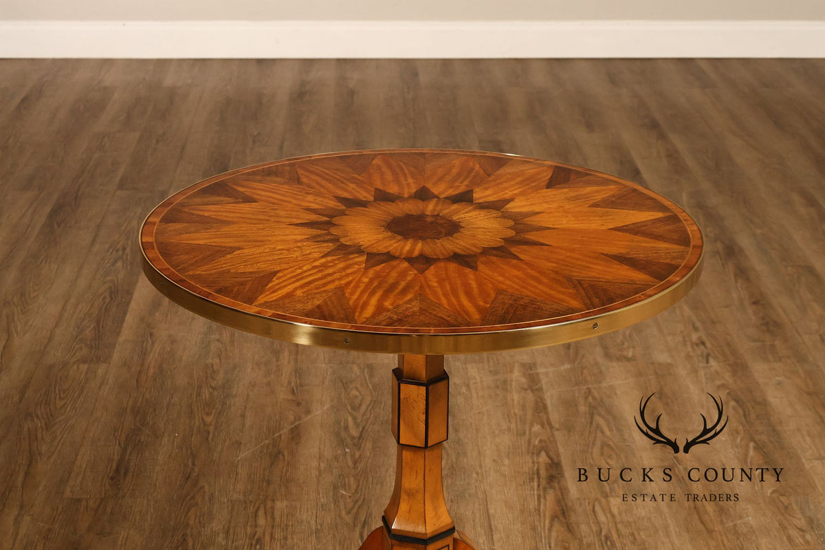 Baker Stately Homes Marquetry Inlaid Pedestal Side Table