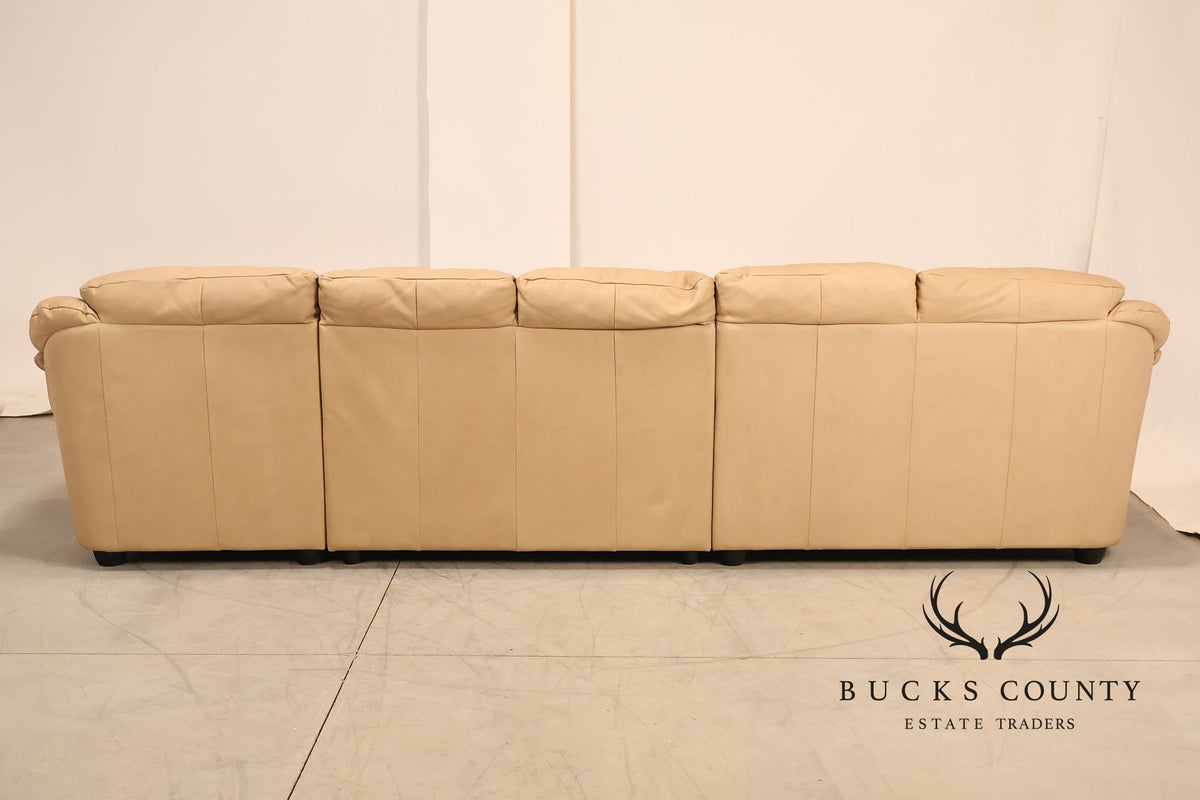 Italian Made Leather Sectional Sofa With Chaise
