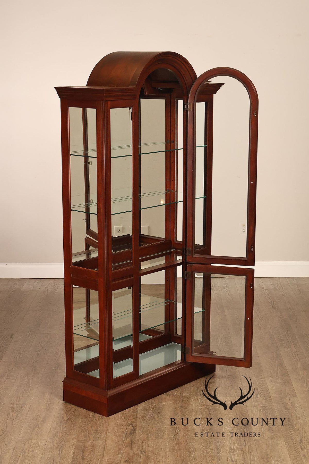 Pennsylvania House Traditional Cherry Lighted Glass Curio Display Cabinet