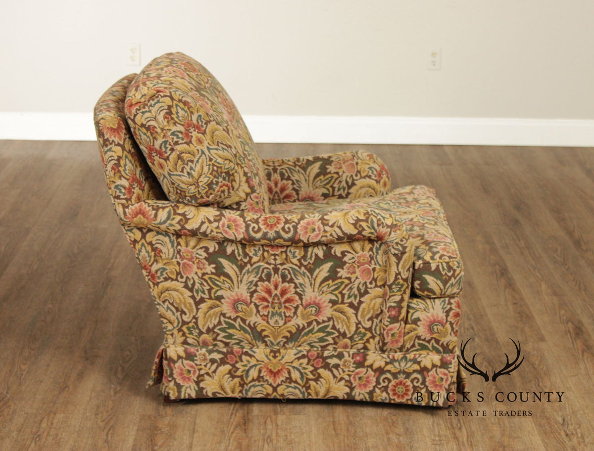 TRS Furniture Traditional Floral Upholstered Club Chair And Ottoman