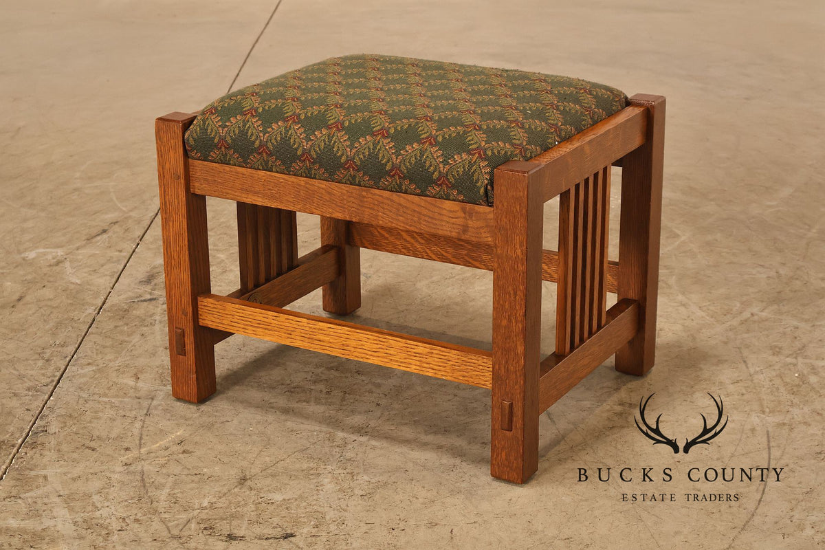 Stickley Mission Collection Oak Spindle Side Footstool Ottoman