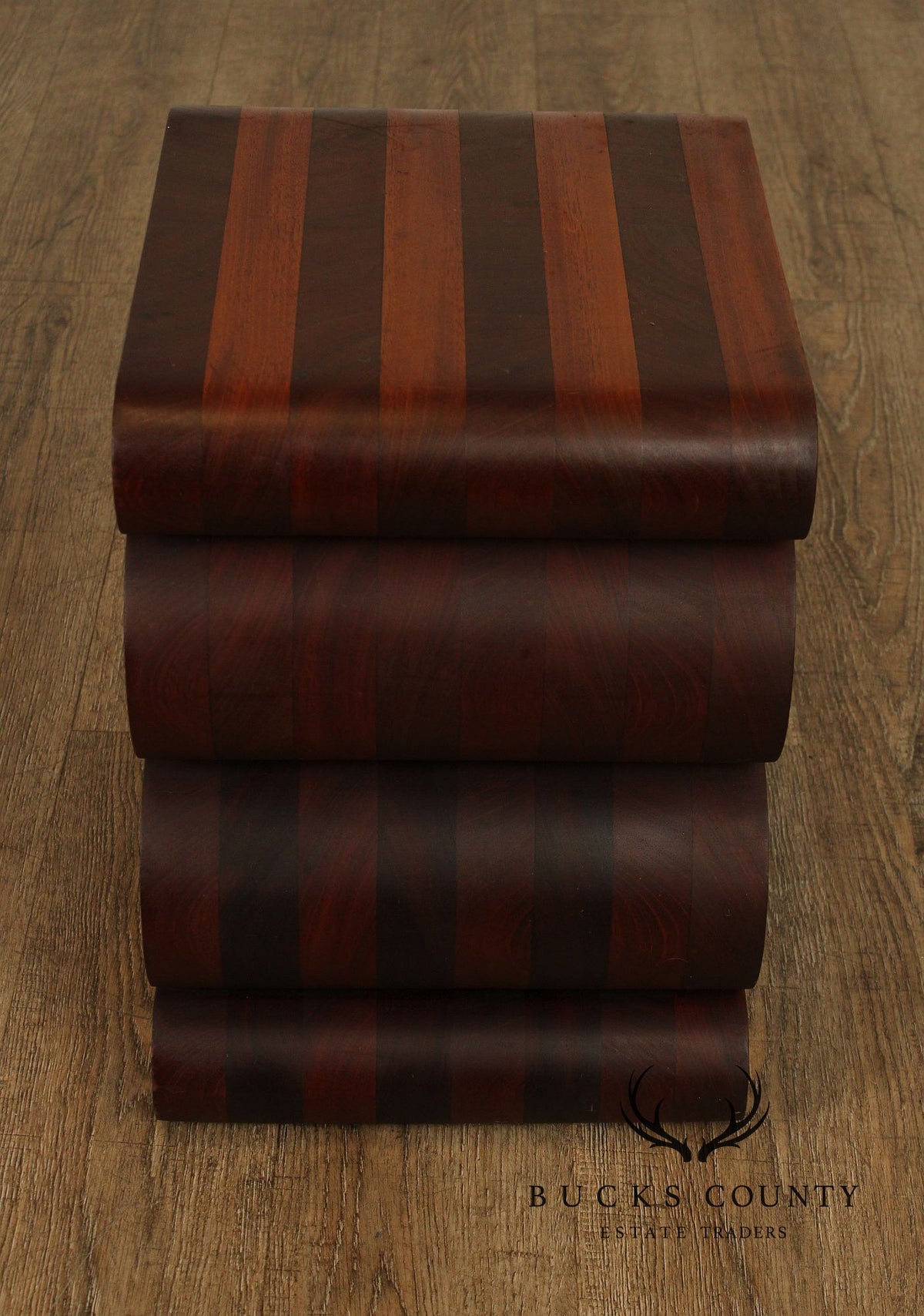 Pair Of Contemporary Sculptural Snake Form Wood End Tables