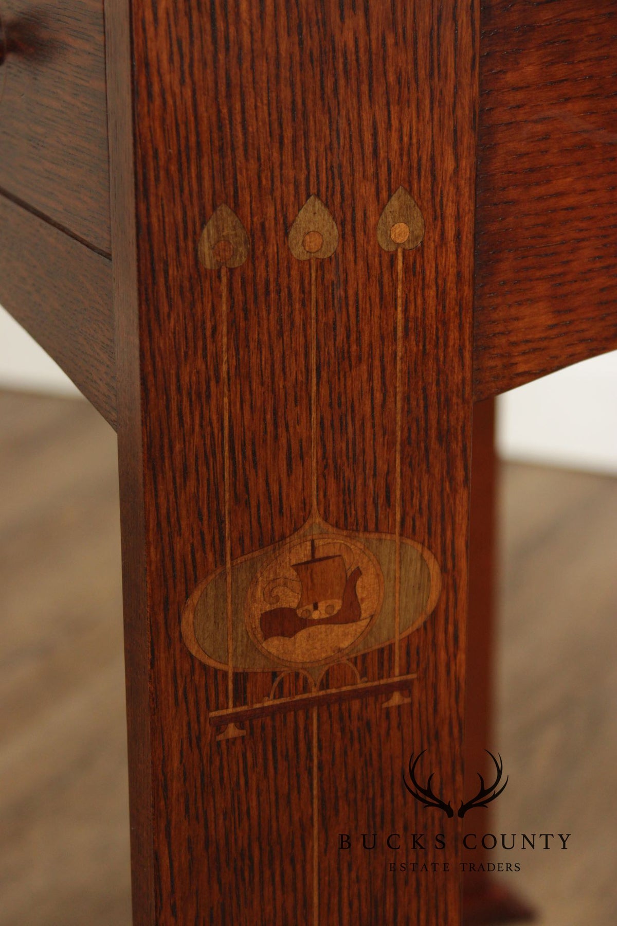 Stickley Mission Collection Harvey Ellis Oak Console Table With Inlay