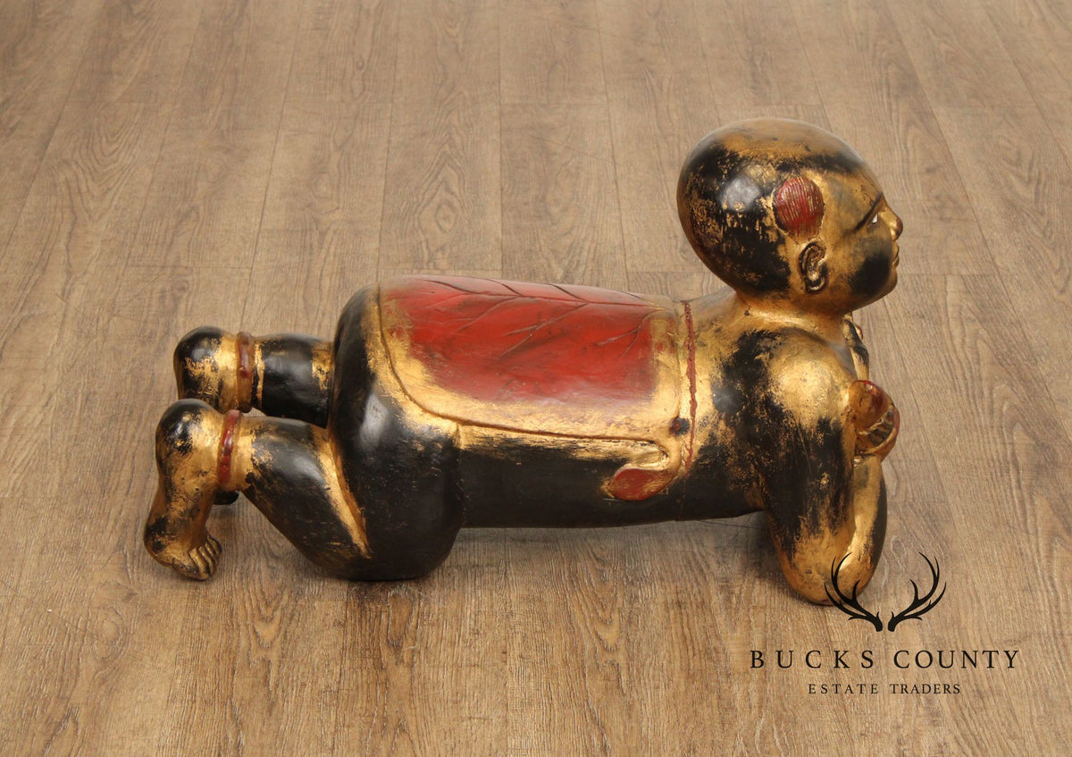 Vintage Thai Giltwood Temple Figure Stool
