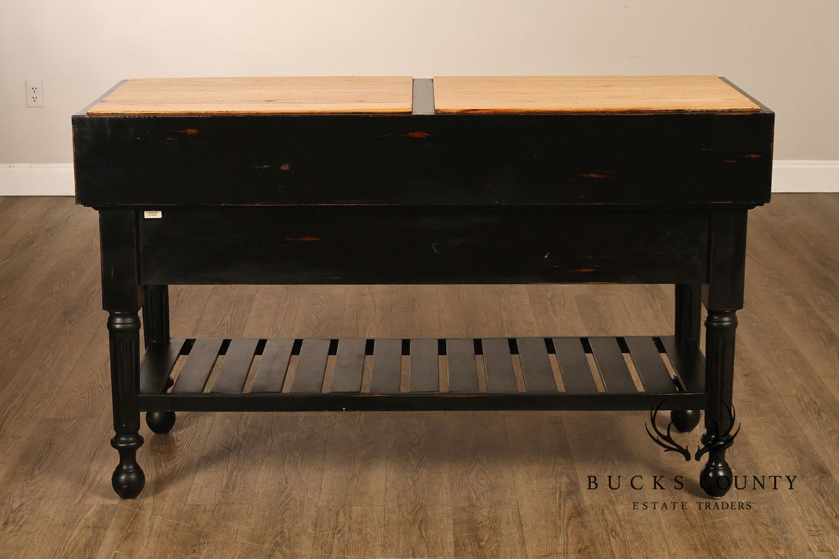 French Colonial Style Butcher Block Kitchen Island