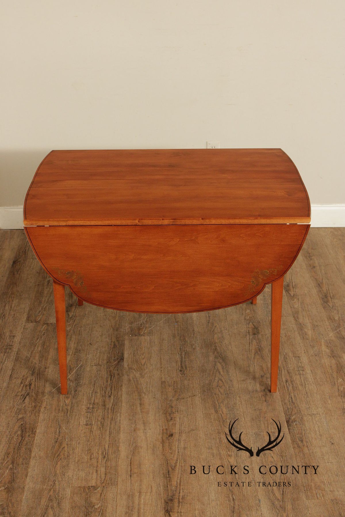 L. Hitchcock Maple Stenciled Drop Leaf Extension Dining Table