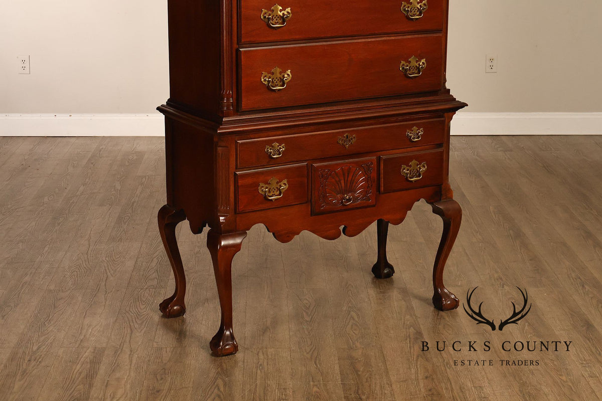American Drew Traditional Chippendale Style Mahogany Highboy Chest on Chest Tall Dresser