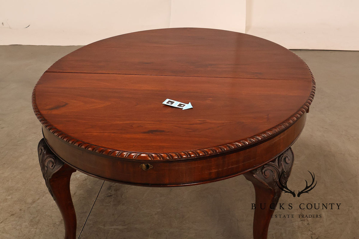 Antique Chippendale Style Mahogany Extendable Oval Dining Table