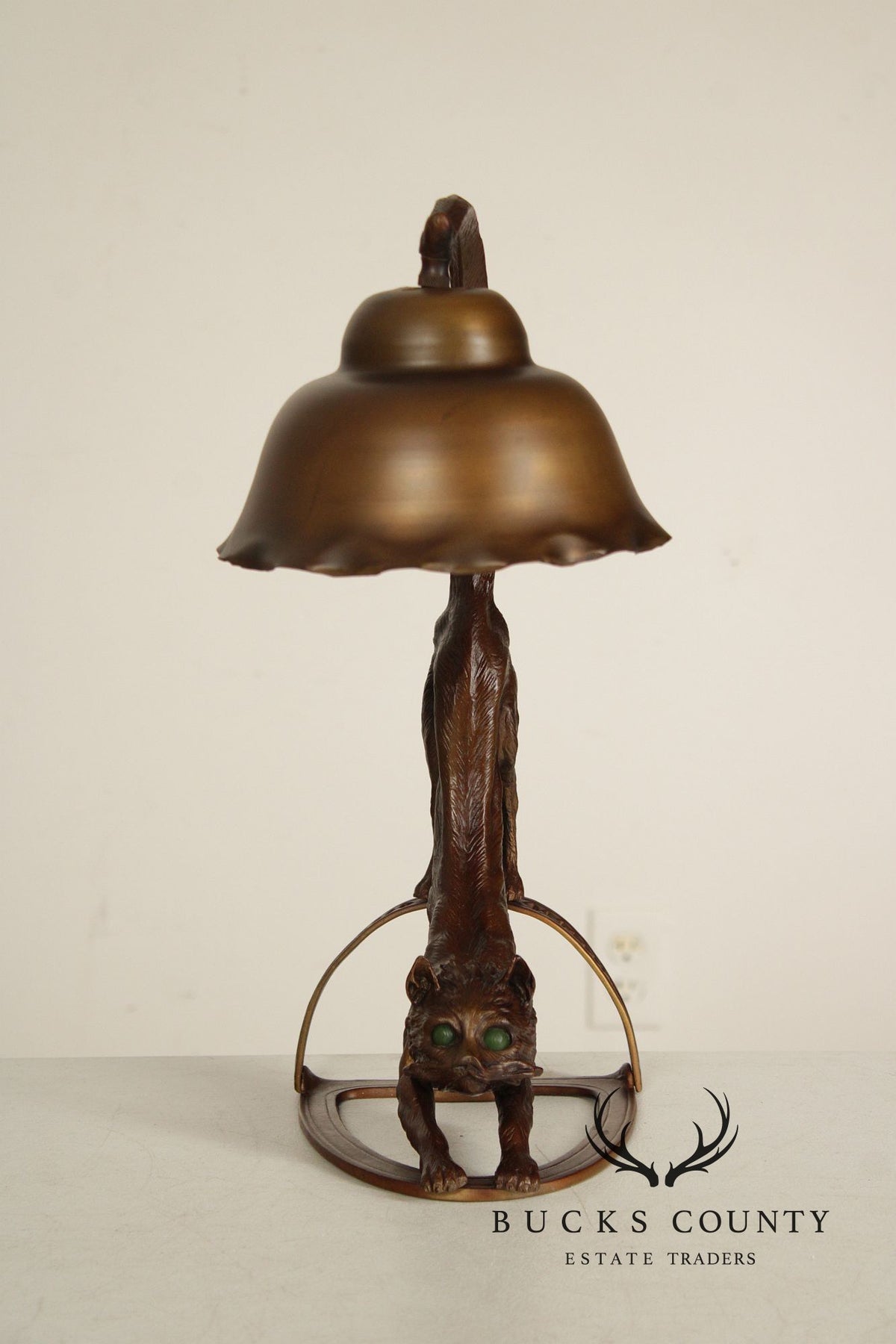 Art Deco Style Pair of Bronze Cat Desk Lamps