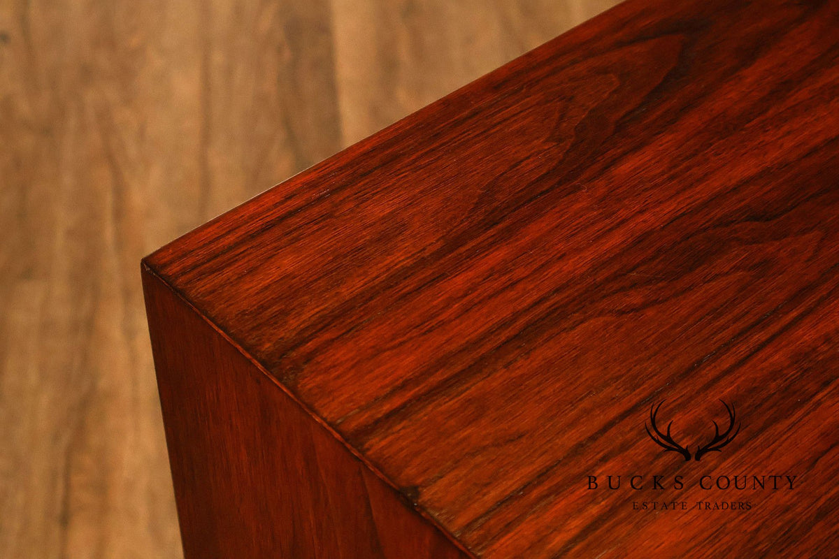 Mid Century Modern Walnut Buffet Sideboard With Decorative Tile Inlays