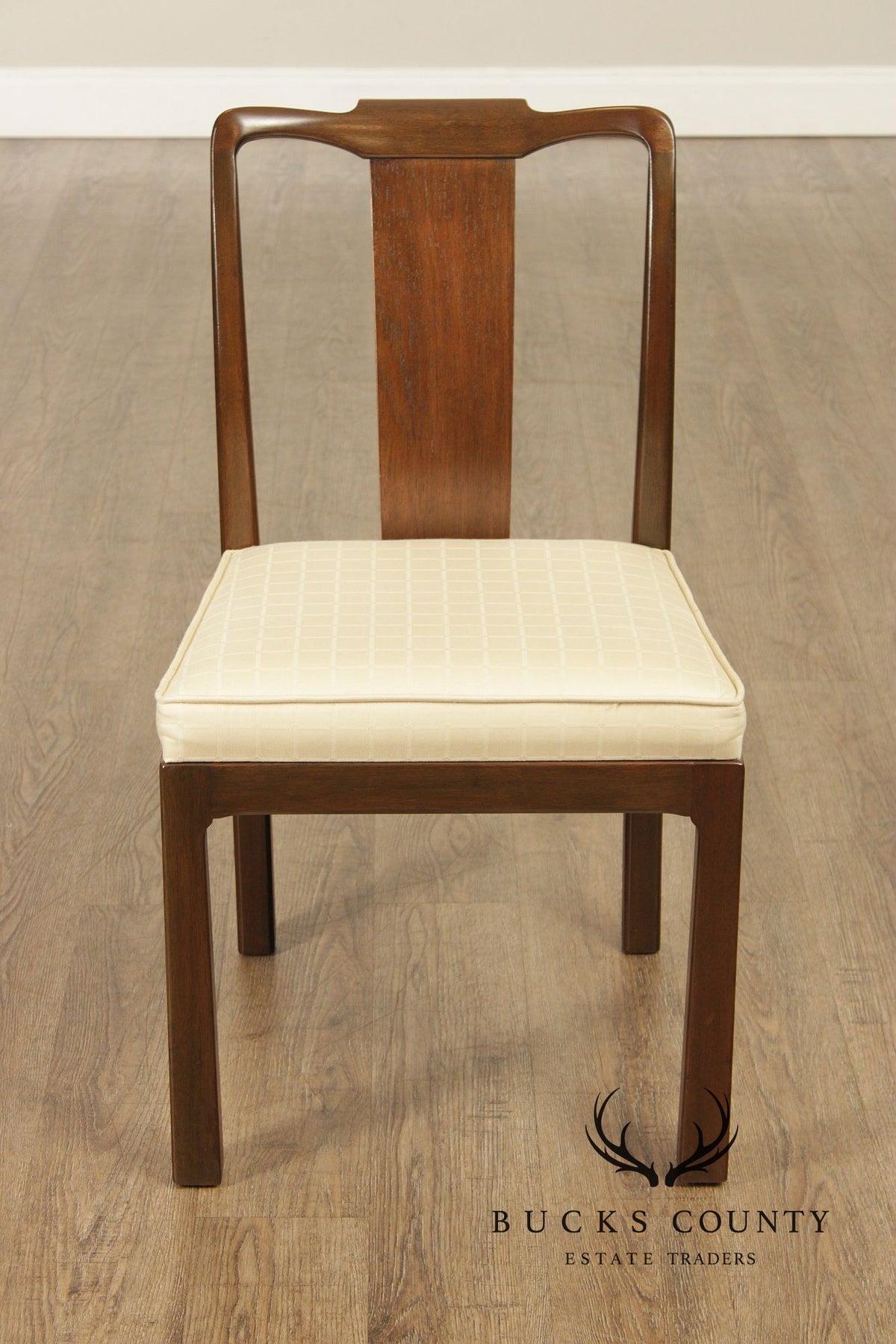 Mid Century Asian Influenced  Set of Six Mahogany Dining Chairs