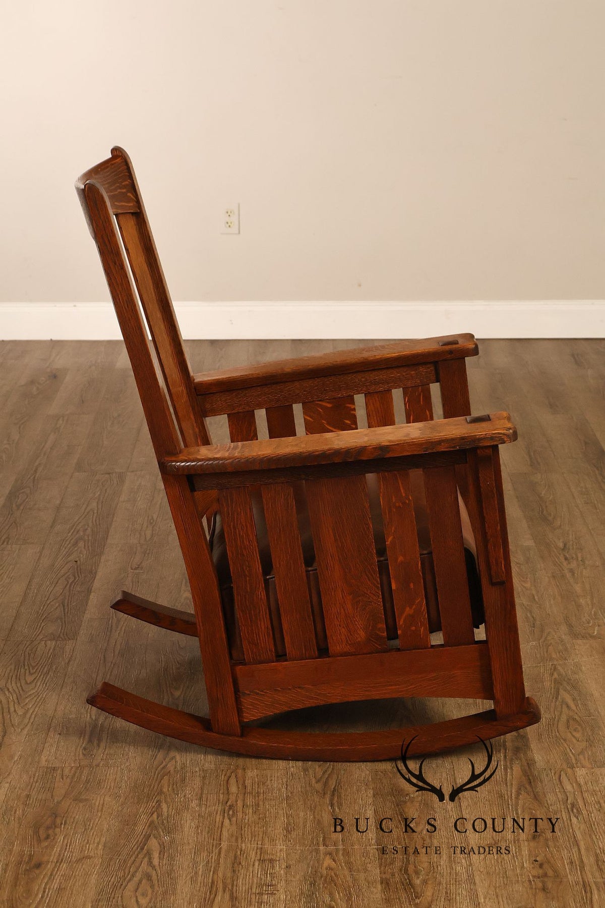Antique Limbert Arts And Crafts Mission Oak High Back Rocking Chair