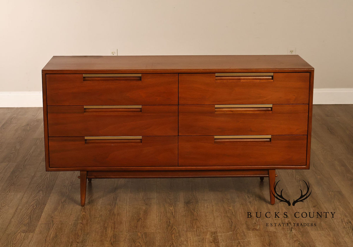 Mid Century Modern Walnut Double Dresser