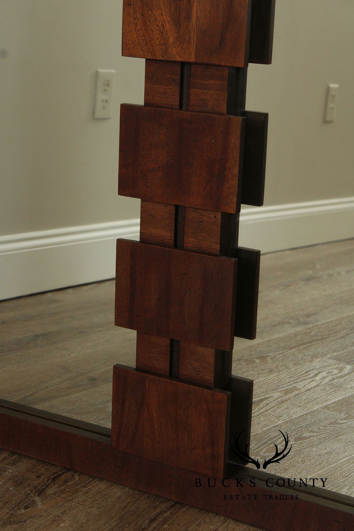 Lane 'Staccato' Brutalist Walnut Wall Mirror