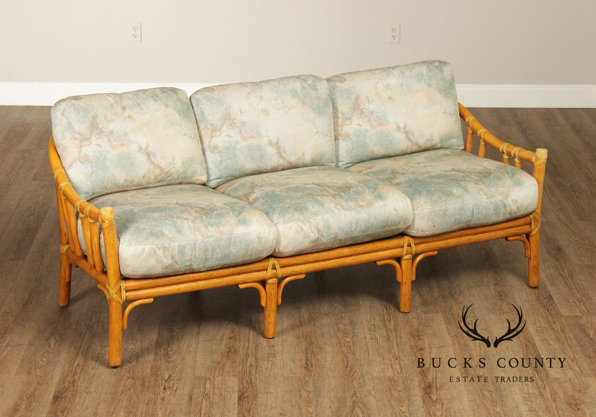 McGuire Organic Modern Rattan Three Cushion Sofa