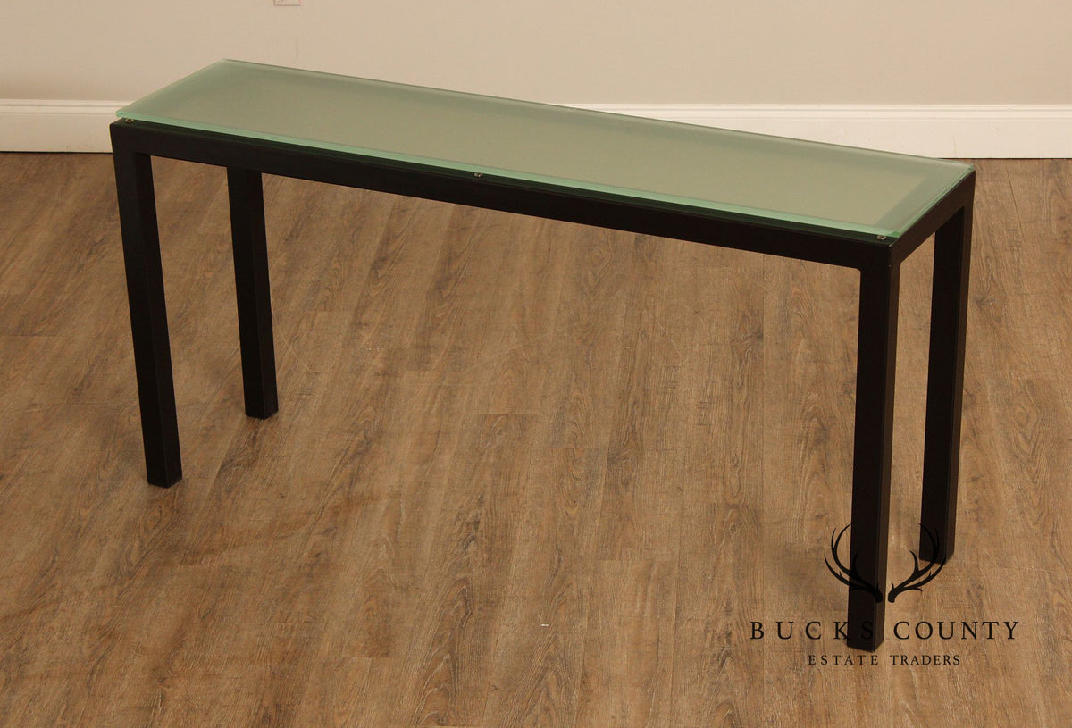 Charleston Forge Glass Top Cast Parsons Console Table