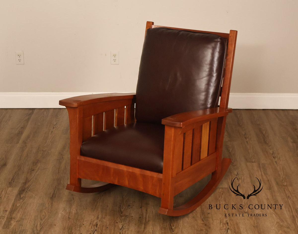 Stickley Mission Collection Cherry and Leather Rocker