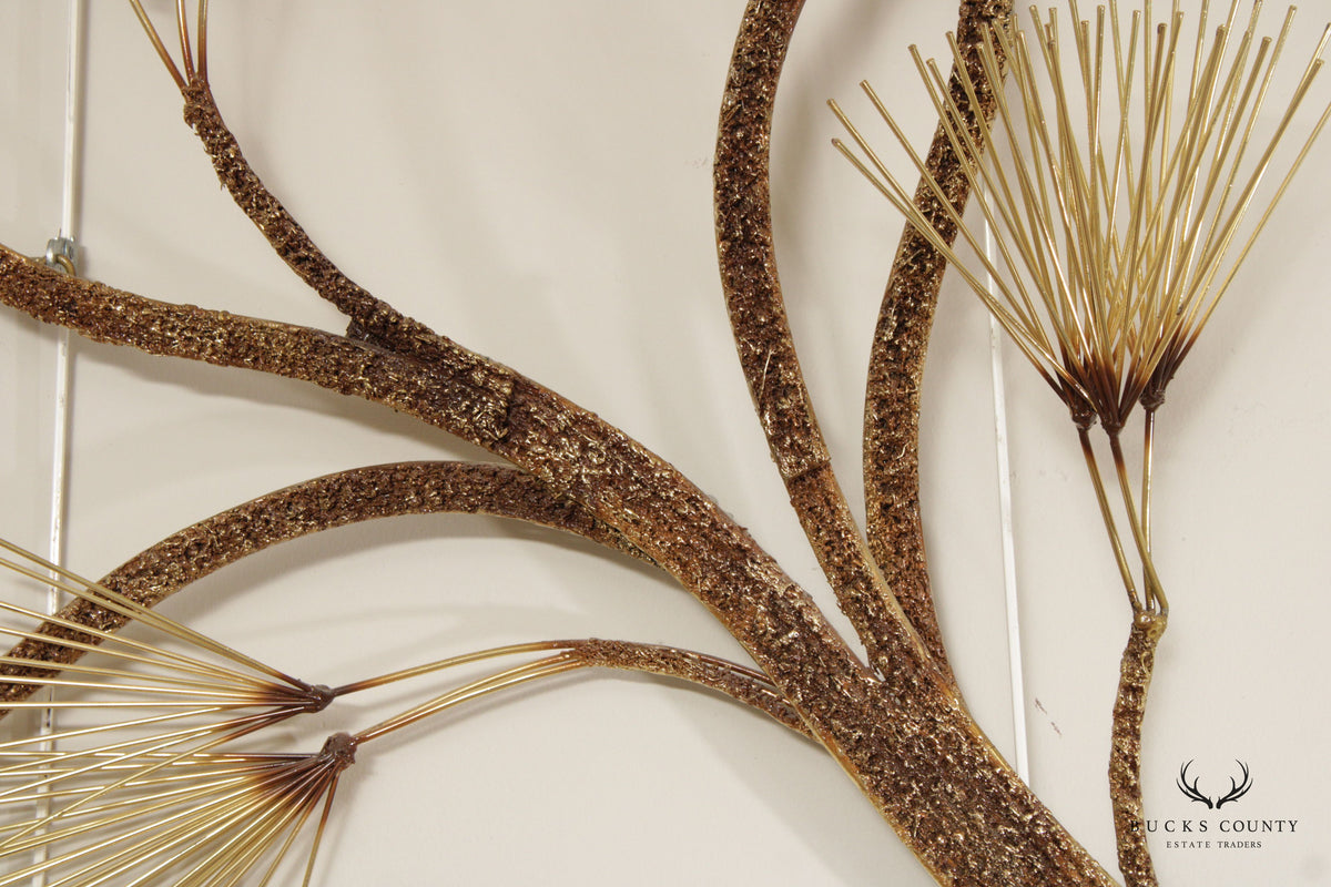 CURTIS JERE BRUTALIST BRASS METAL TREE WALL SCULPTURE