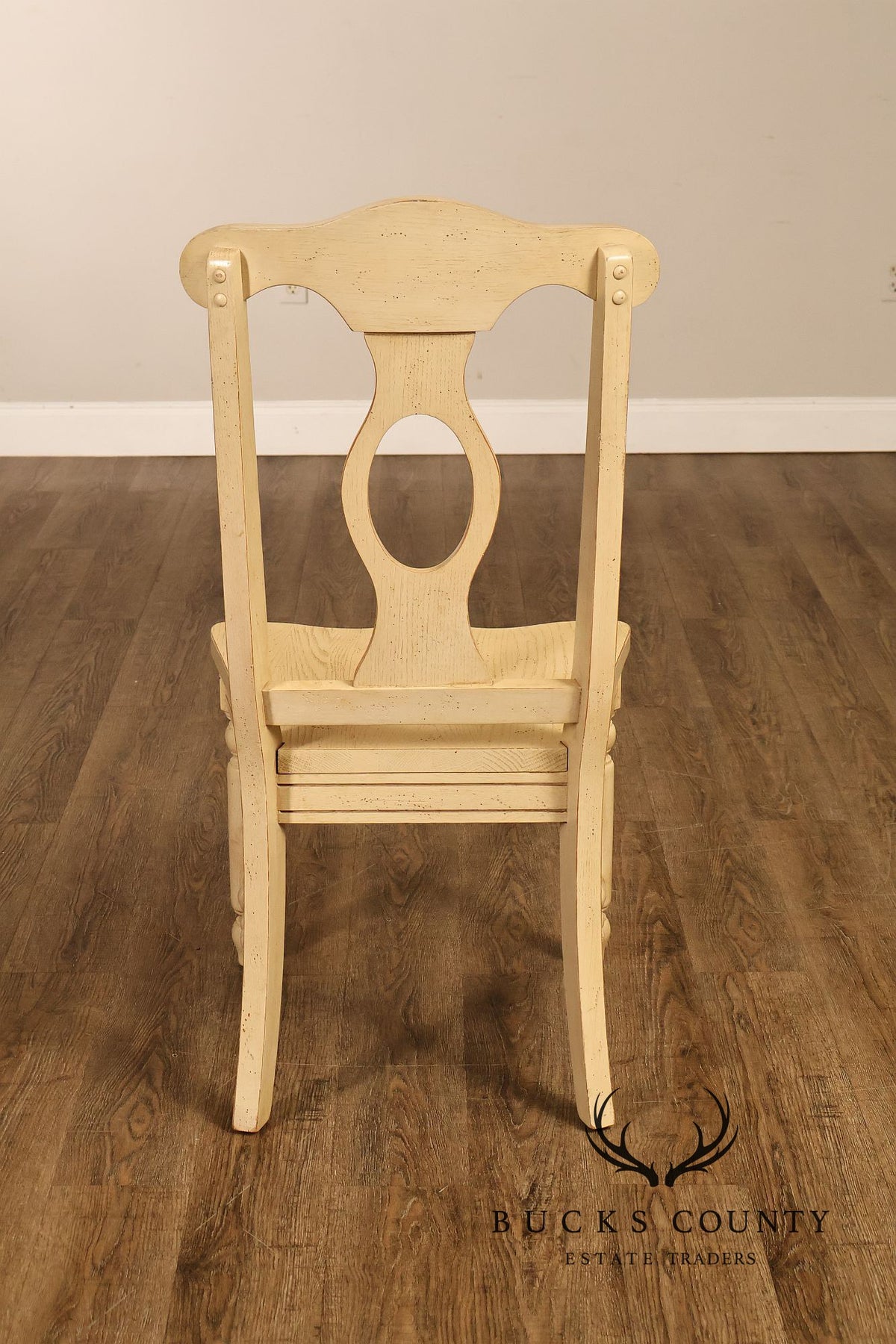 French Country Style Set Of Four Painted Oak Dining Chairs