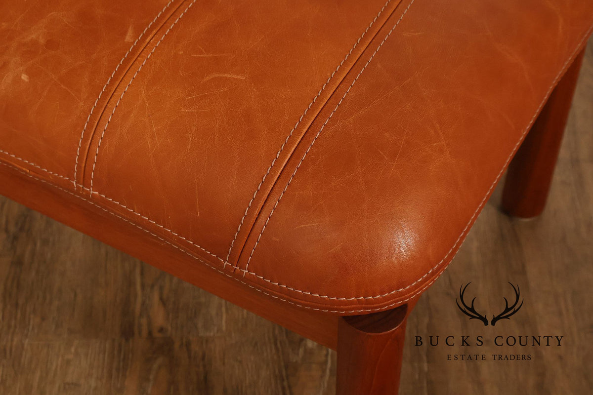 Thams Kvalitet Danish Modern Teak and Leather Ottoman