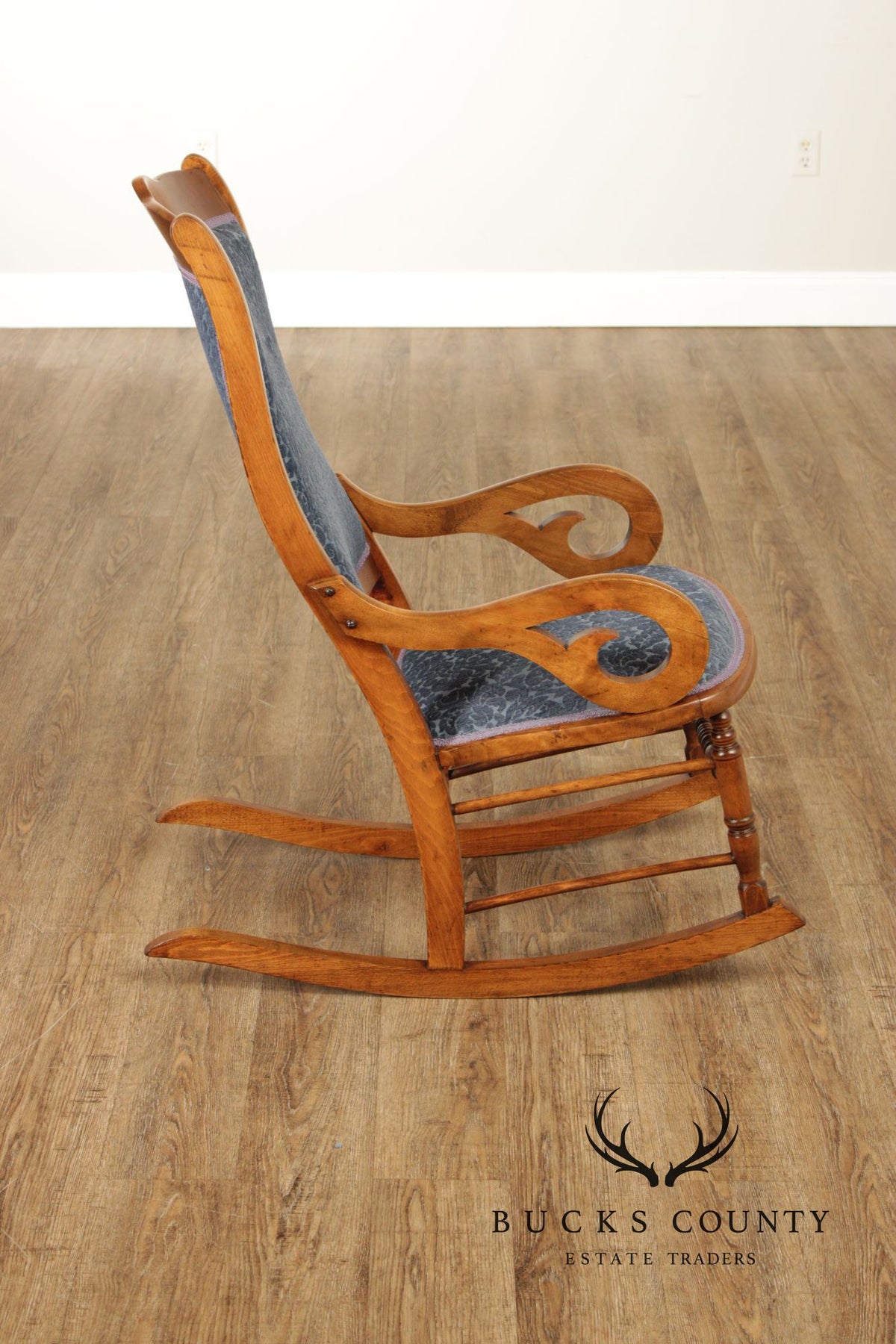 Antique Victorian Era Custom Upholstered Rocker