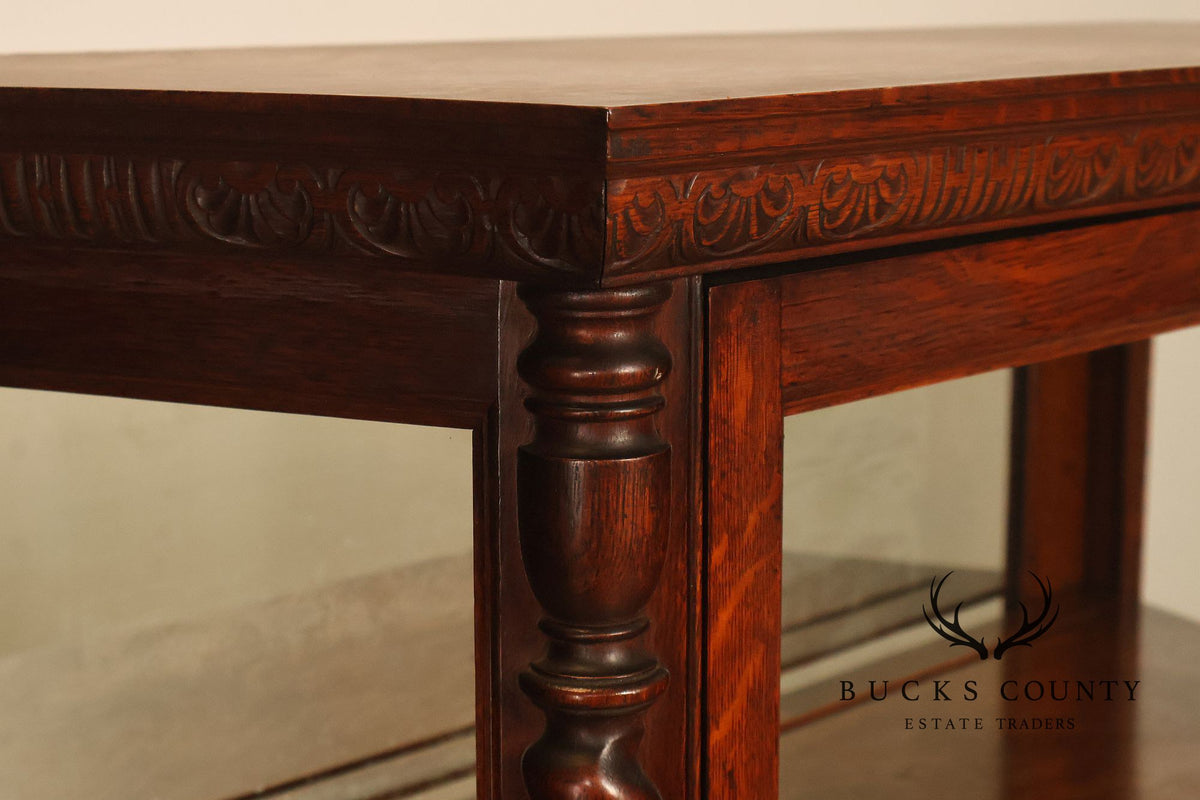 Antique Barley Twist Oak Glass Display Cabinet