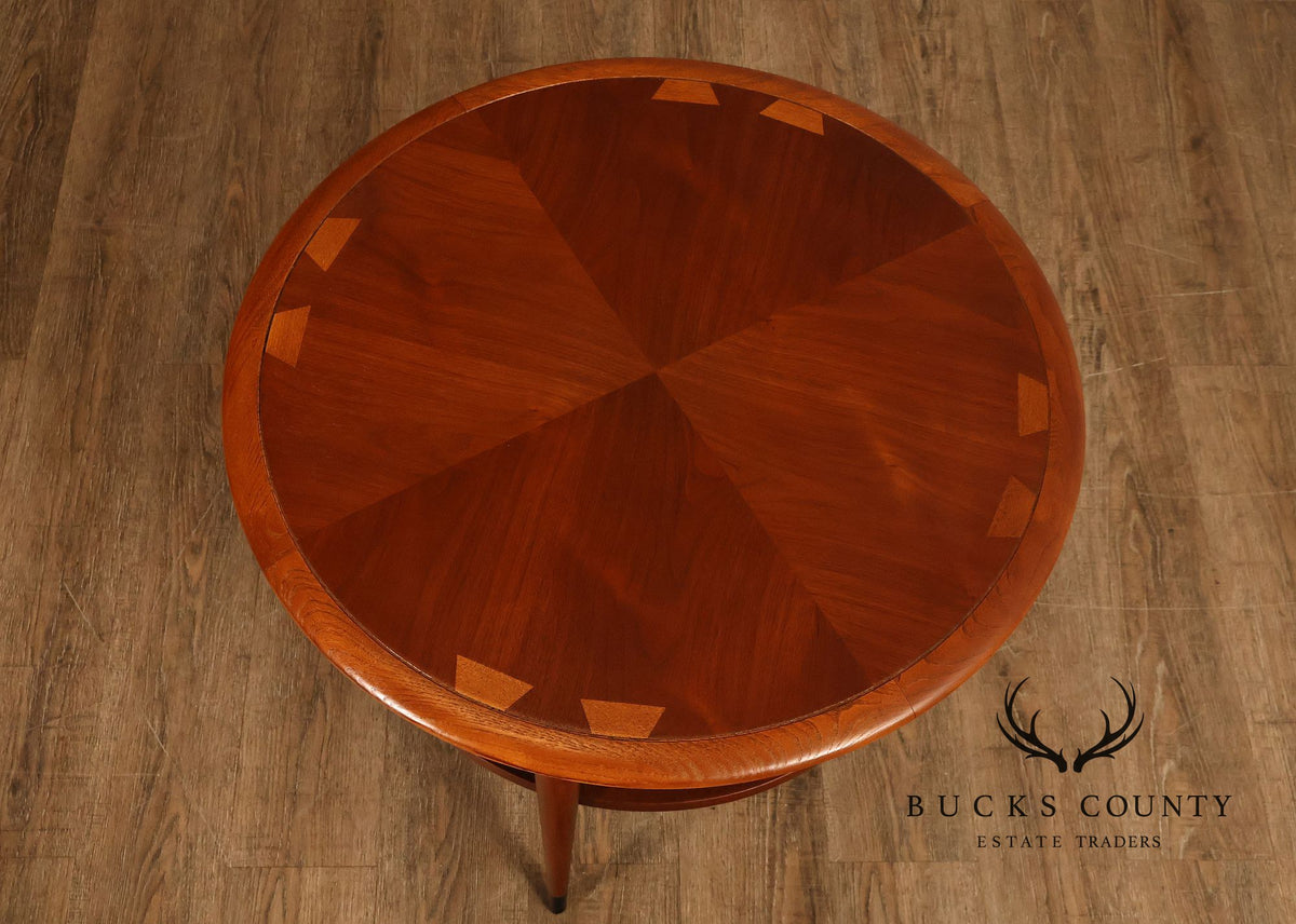 Lane Acclaim Mid Century Modern Walnut And Oak Round Two-Tier Side Table