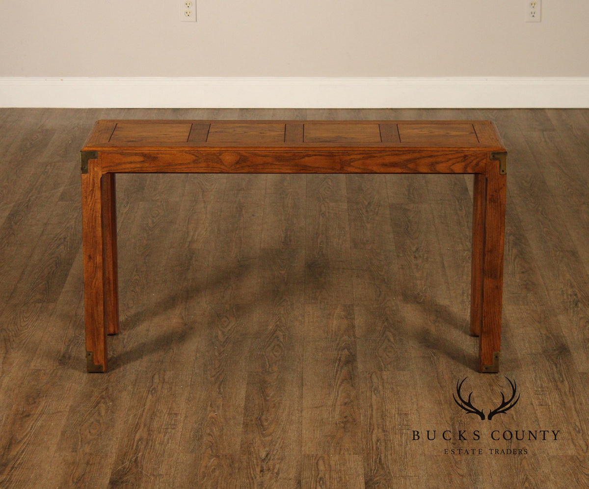 Henredon Artefacts Campaign Style Oak Console Table