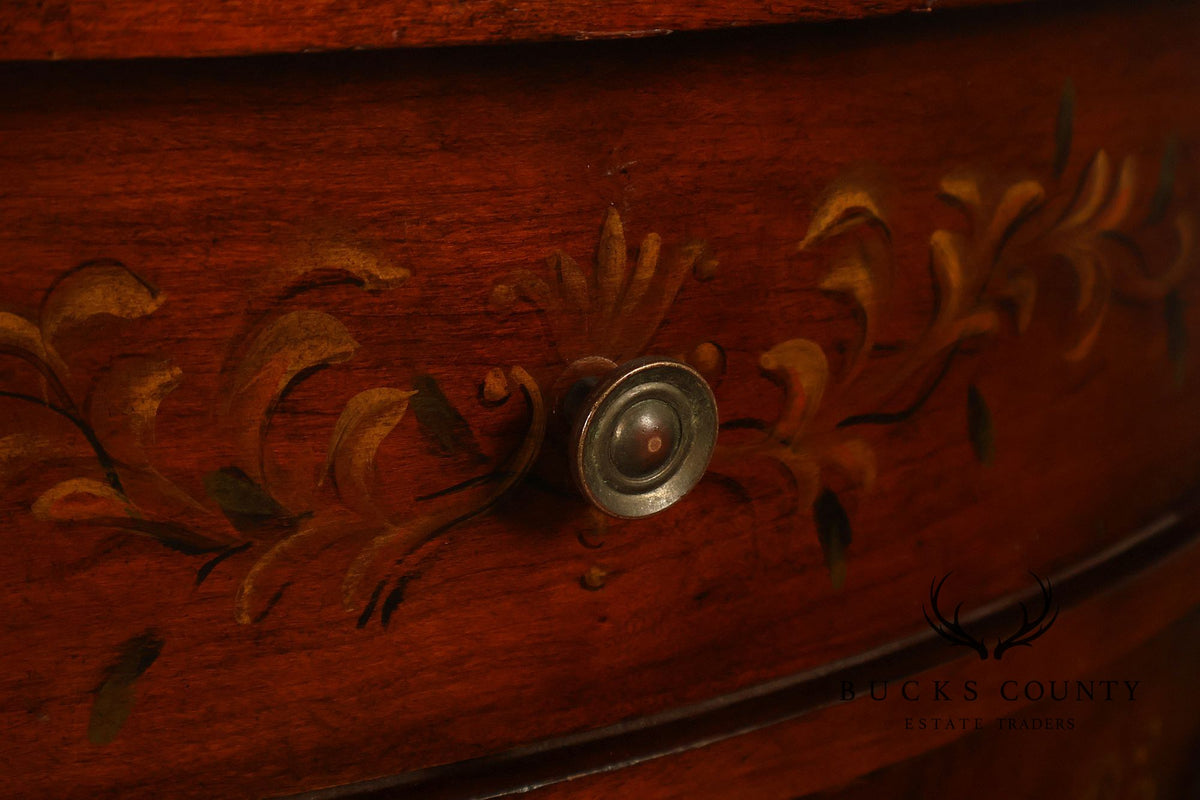 Ethan Allen Adam Style Pair of Painted Demilune Chests