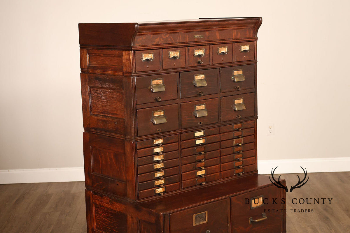 Yawman & Erbe Antique Oak Multi-Drawer File Cabinet