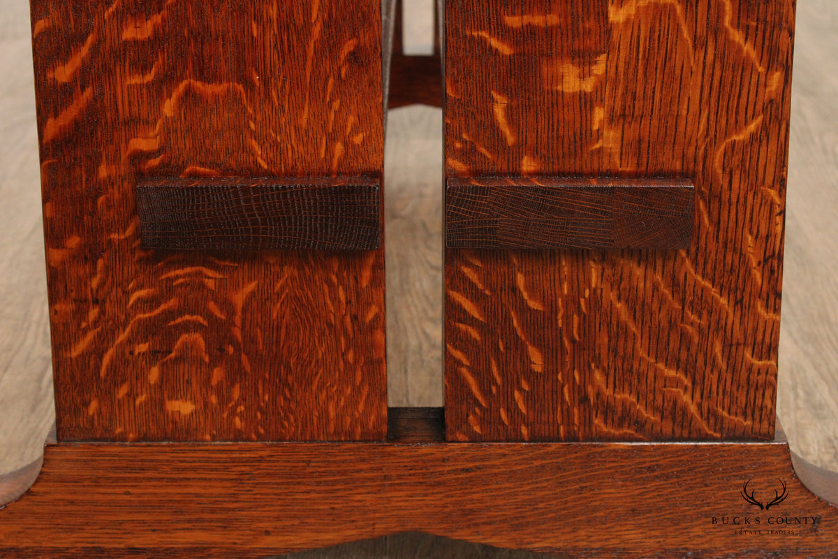 Antique Mission Oak Library Trestle Library Table