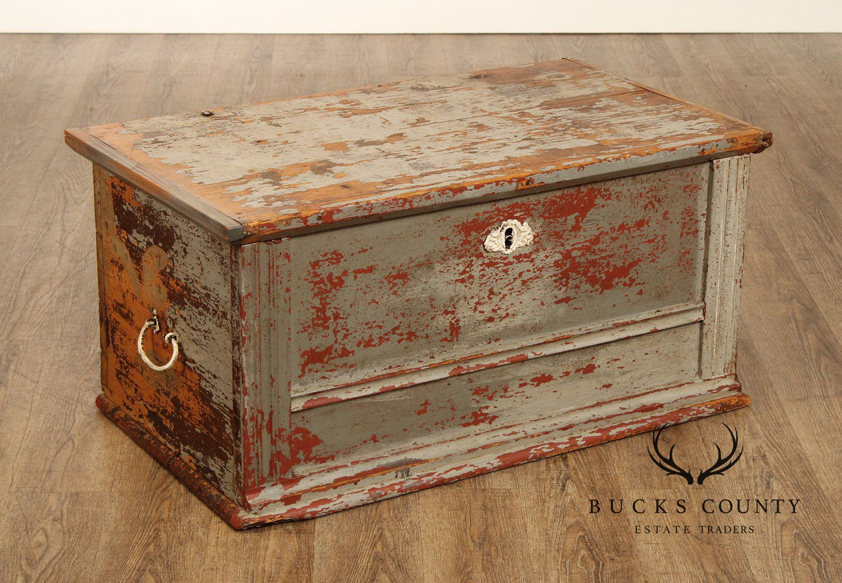 Antique Swedish Painted Pine Blanket Chest